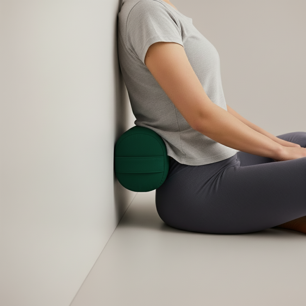 Round Yoga Bolster with Organic Cotton Cover - Image 1