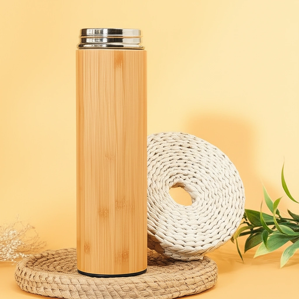 The Sustainable Hydration Bottle: Bamboo & Stainless Steel (500ml) - Image 2