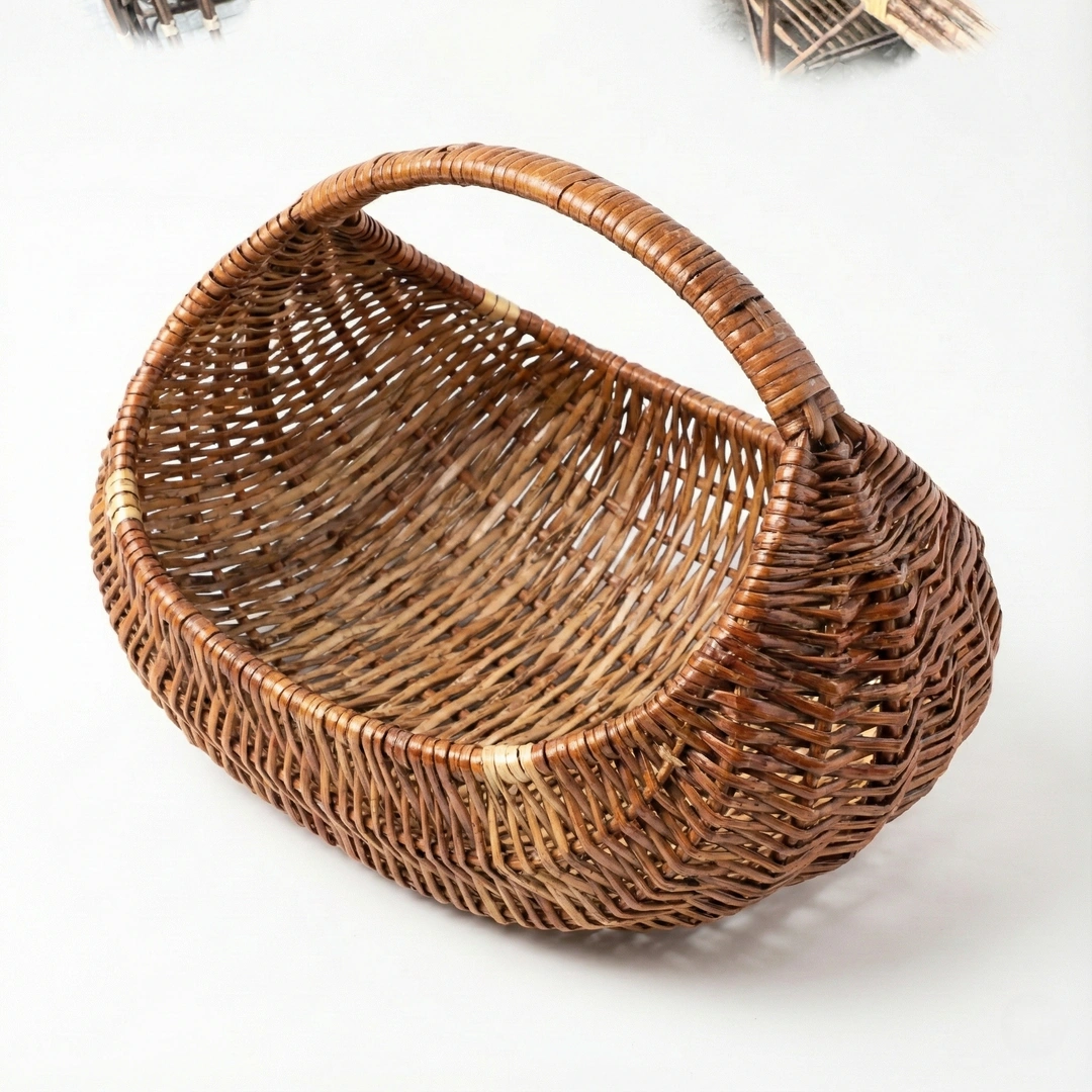 Handcrafted Natural Cane Basket Tray - Image 1