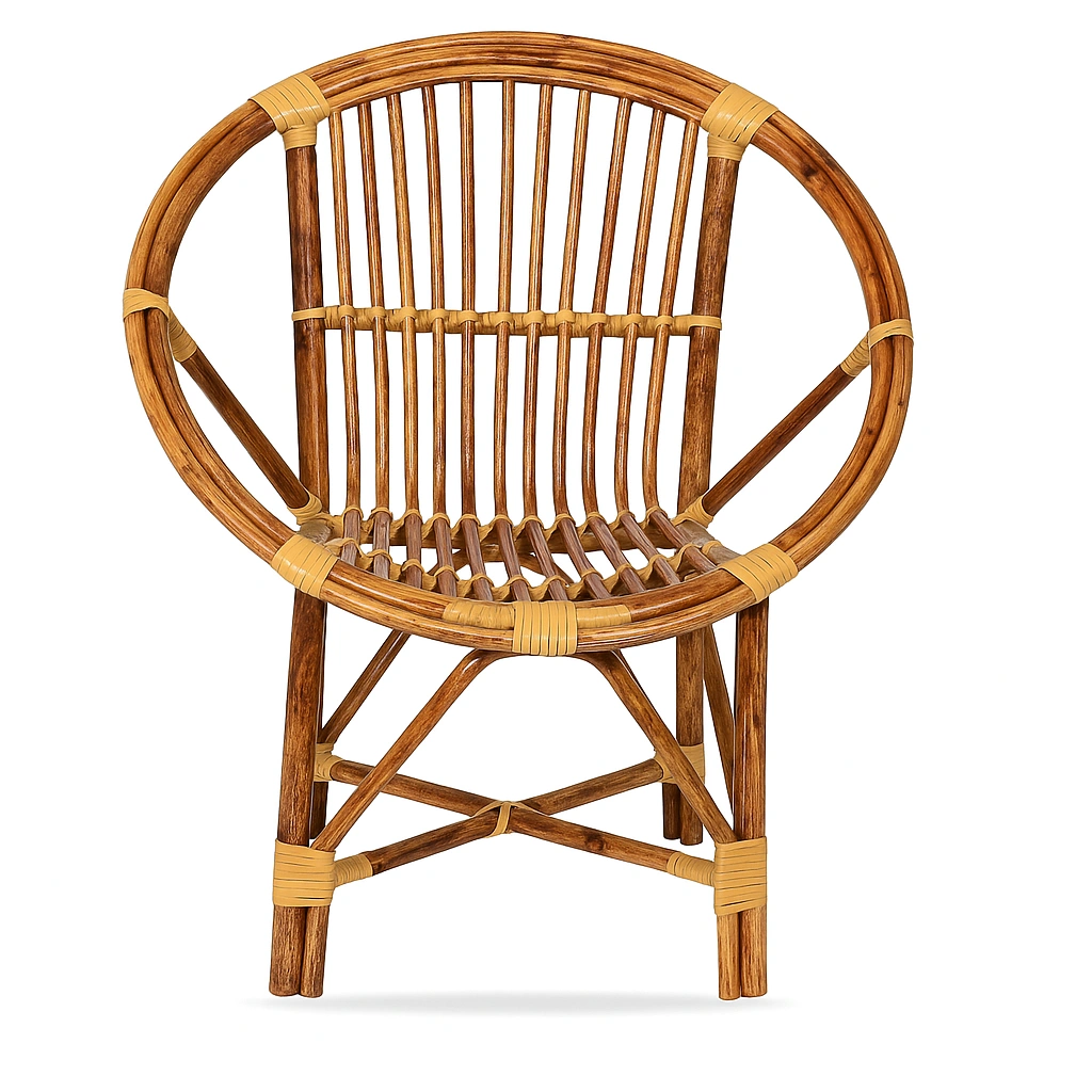 Handcrafted Natural Cane Lounge Chair - Image 1