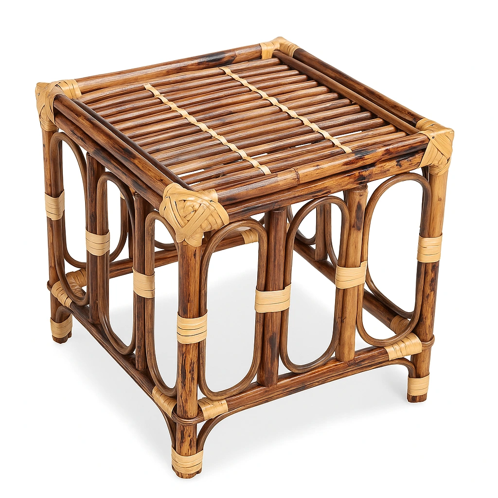 Handwoven Bamboo Side Table / Stool - Image 1